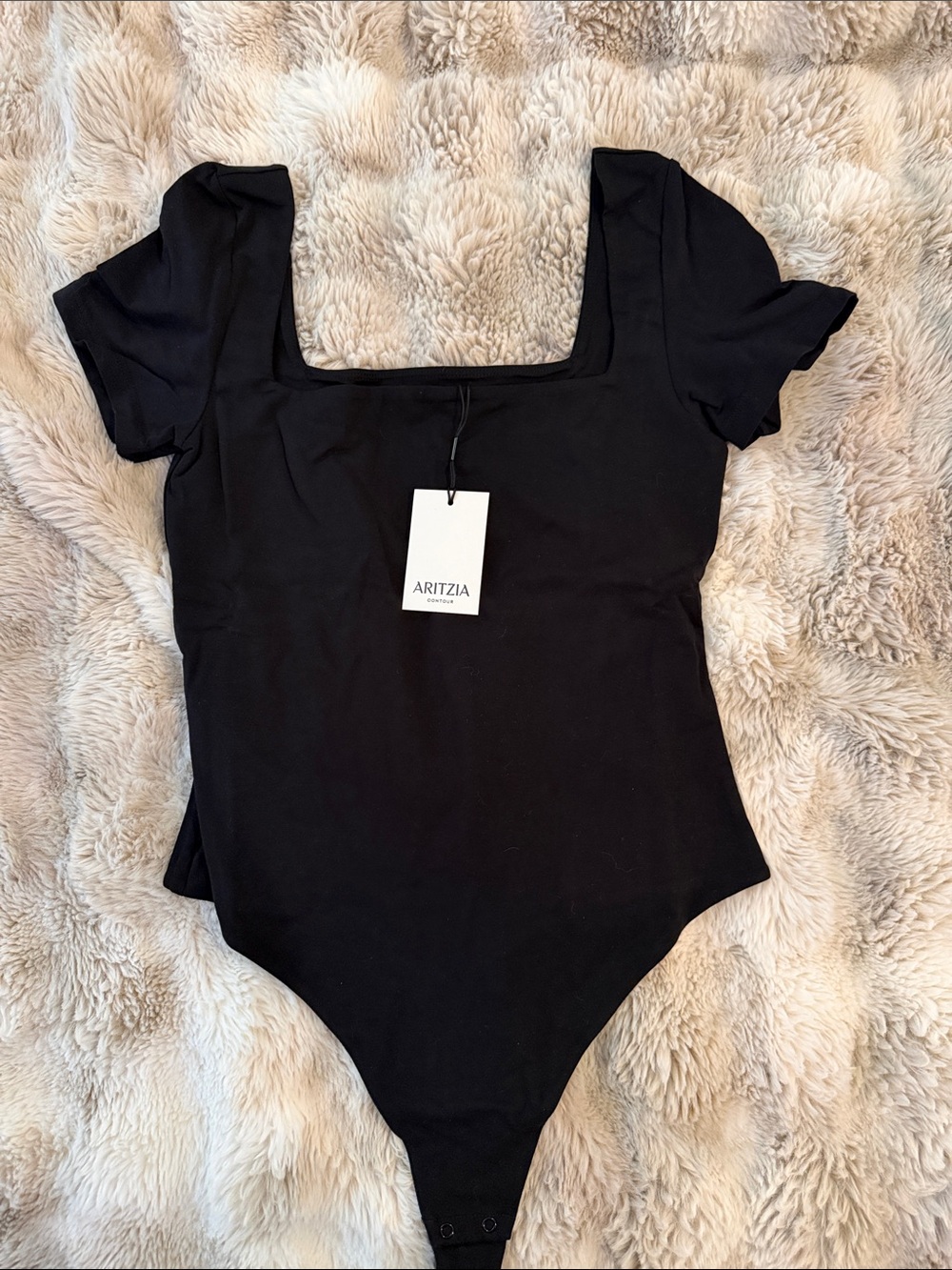Aritzia Black Square-Neck One-Piece Bodysuit